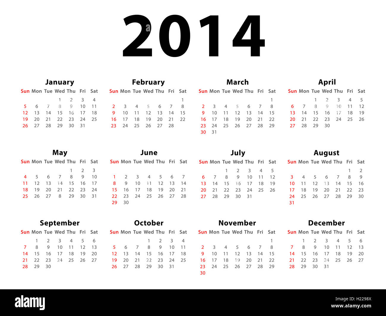 Calendar 2014 Landscape Stock Photo - Alamy
