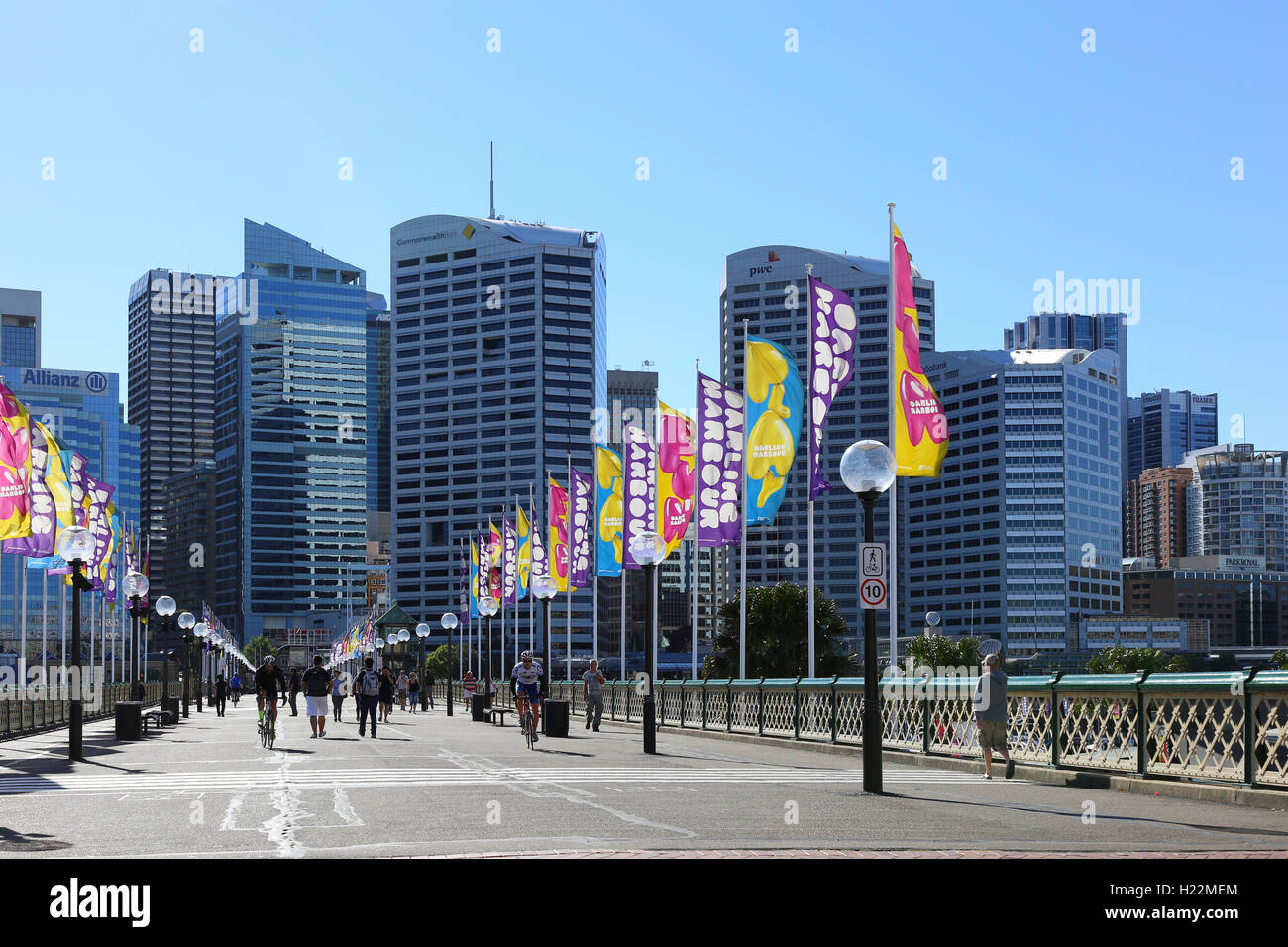 The newly revamped Pyrmont Bridge without the monorail link Sydney New South Wales Australia Stock Photo