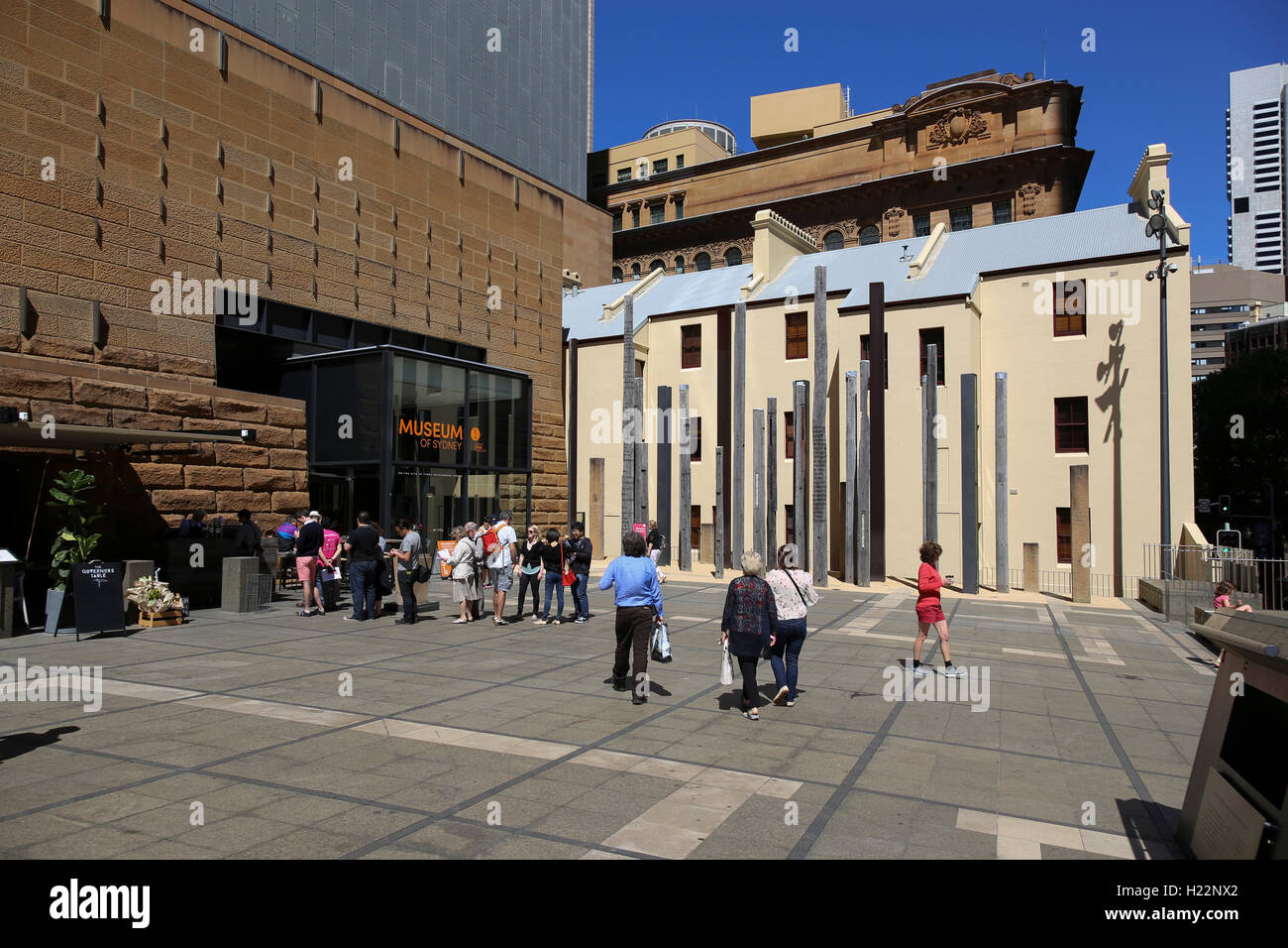 The forecourt of the Museum of Sydney Bridge Street Sydney NSW Australia Stock Photo