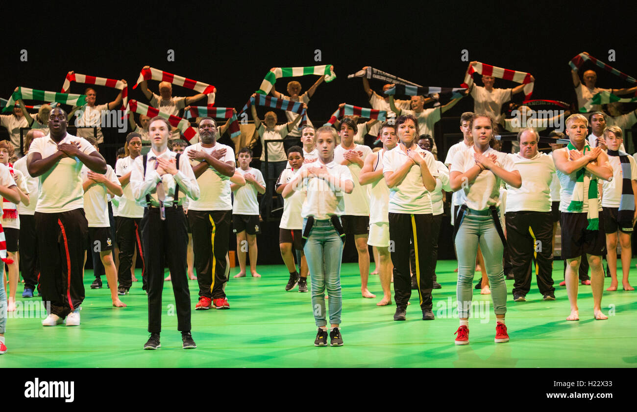 London, UK. 23 September 2016. Sadler's Wells and West Ham United Foundation present the World Premiere of Home Turf, a dance production inspired by football, on the main stage at Sadler's Wells on Saturday, 24 September 2016. Home Turf is a collaboration between West Ham United Foundation, Sadler's Wells and a team of over 100 professional and non-professional dancers, including Foundation participants, Company of Elders and alumni of the National Youth Dance Company. Stock Photo