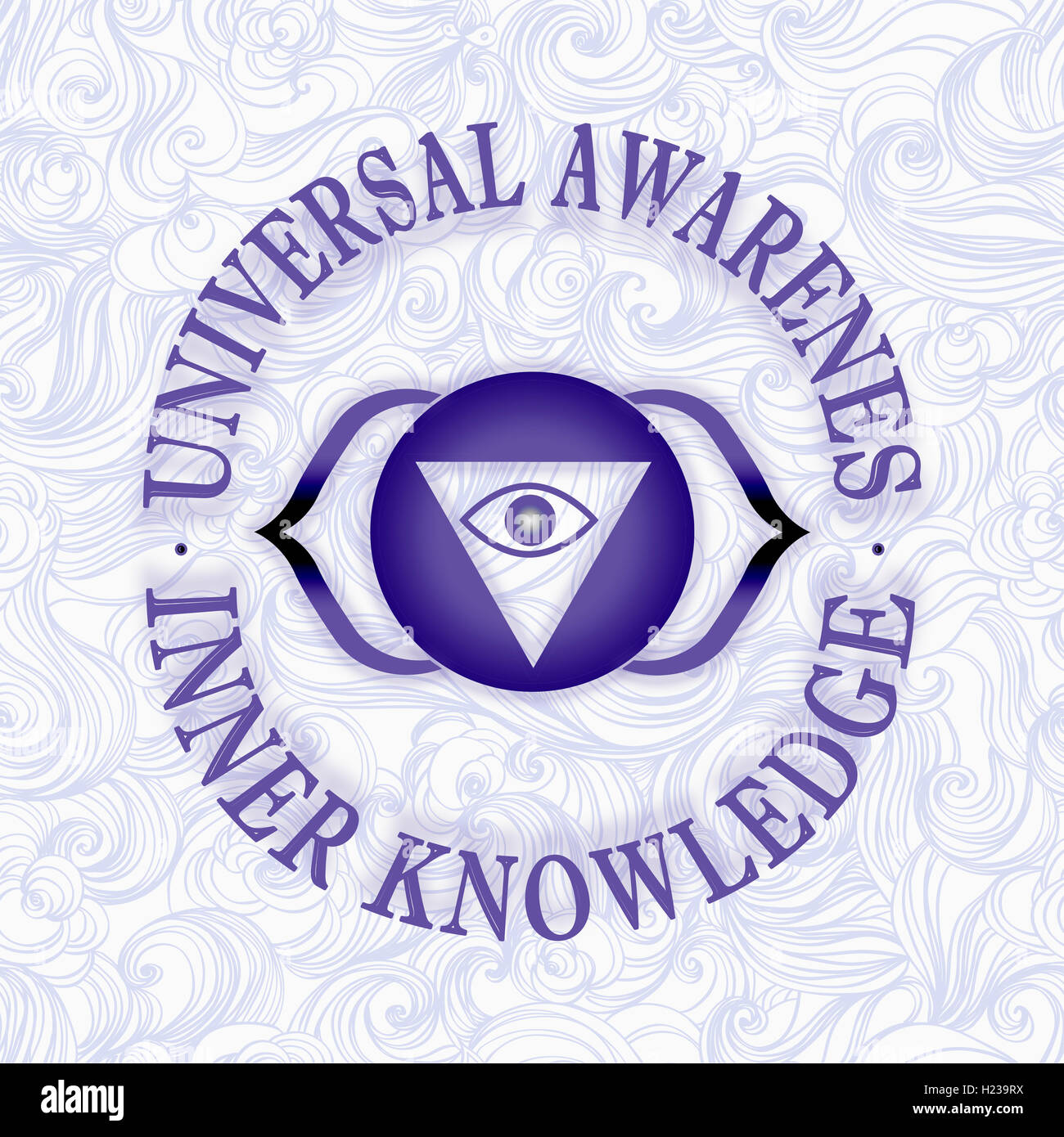 Symbol of the Third Eye (Ajna) chakra. Ajna represents Awareness, Intuition, Understanding, Insight, Realisation. Stock Photo