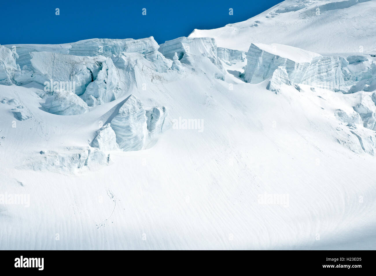 A towering slab of glacial ice and snow near Mount Logan in the ...