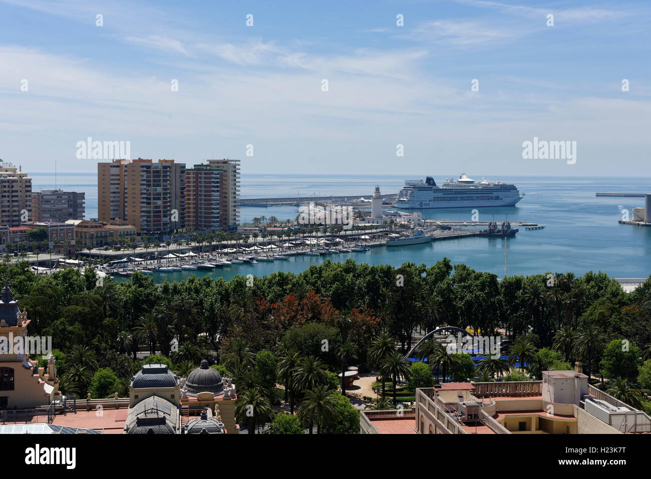 View of harbour, Málaga, Andalucía, Spain Stock Photo