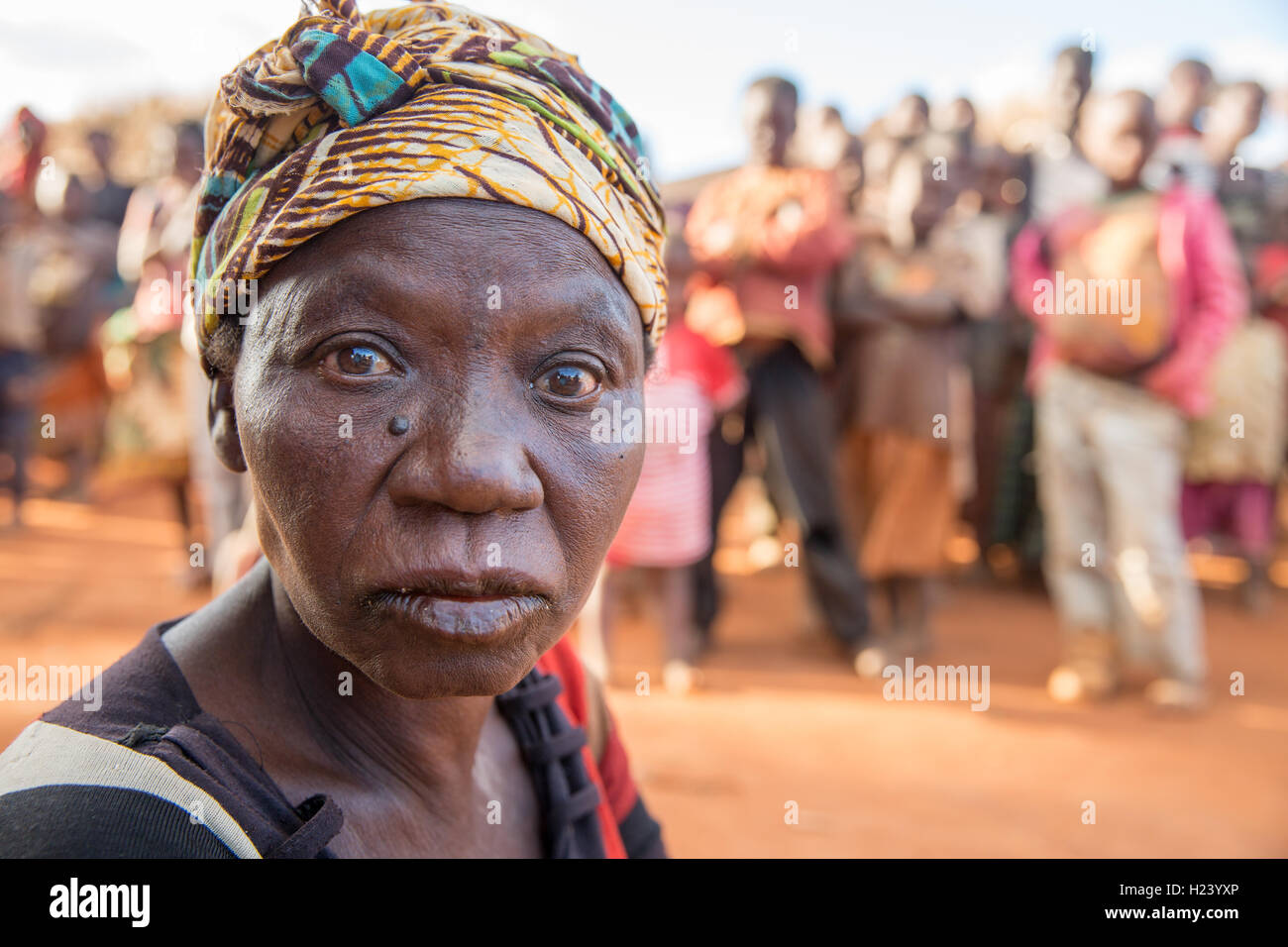 Namina village, Nampula Province, Mozambique, August 2015:  Maria Albino, 42, has been diagnosed with bilateral cataracts by the Nampula and Ribaue outreach team. She will have her cataratcs removed at Ribaue Hopsital. This project is supported by Sightsavers. Photo by Mike Goldwater Stock Photo