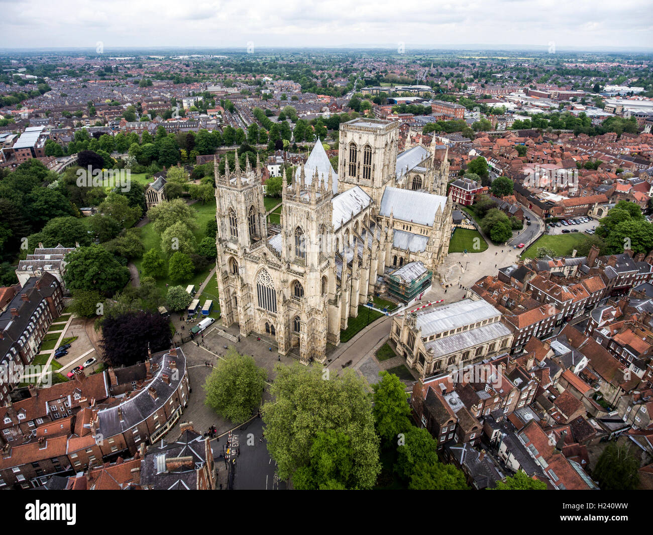 The Big Cathedral of York Church in Yorkshire Aerial 3 Stock Photo