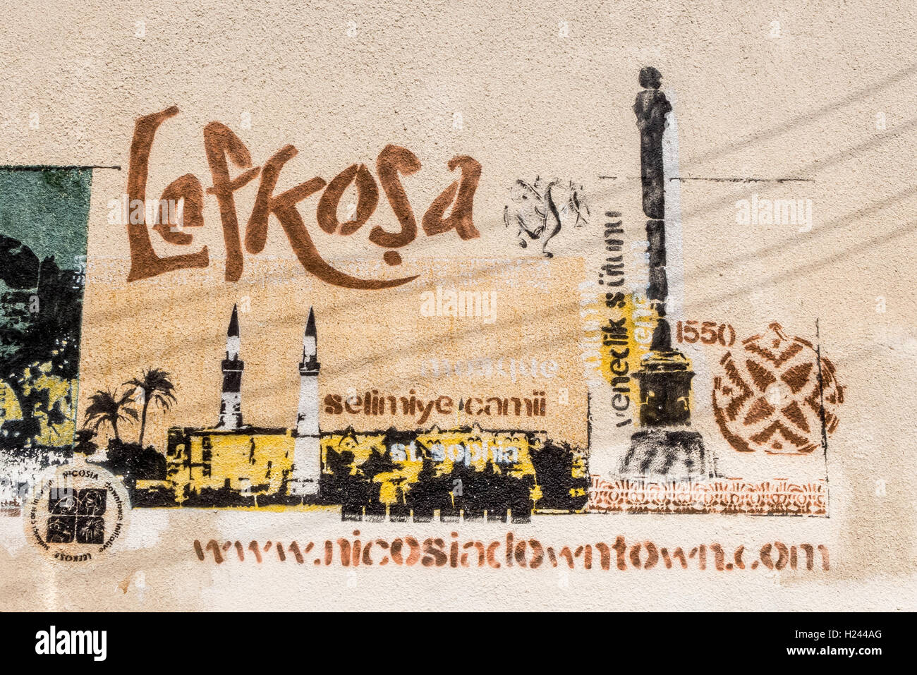 Grafitti and street art in the divided city of Nicosia / Lefkosa Stock Photo