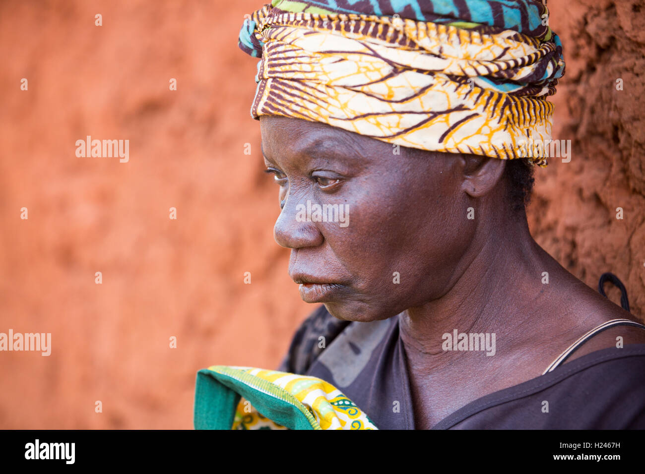 Namina village, Nampula Province, Mozambique, August 2015:  Maria Albino, 42, at home. She is blind with bilateral cataracts and needs help to do most tasks. Photo by Mike Goldwater Stock Photo