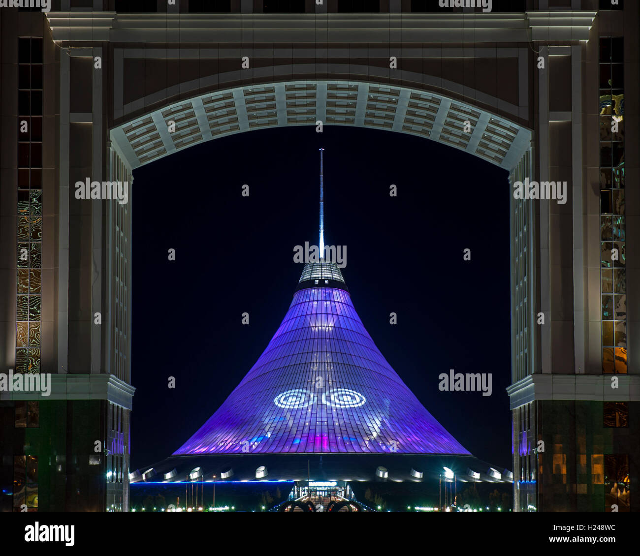 Khan Shatyr Entertainment and Shopping Center, which is a landmark in Astana - Kazakhstan, is the highest tensile structure in the world. Stock Photo