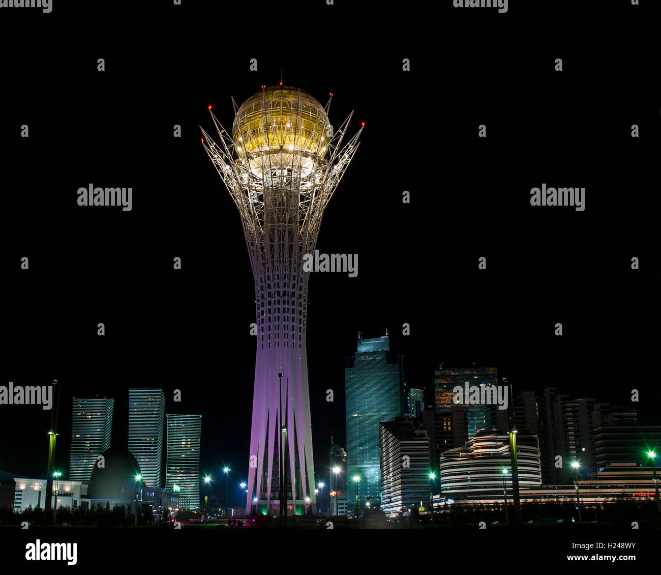 Bayterek is a landmark in Astana, Kazakhstan which is a monument and observation tower. Stock Photo
