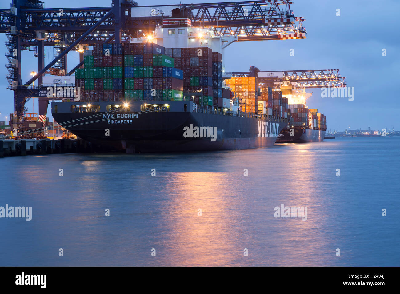 Container Ship Automated Cranes Port Botany Sydney Australia Stock Photo