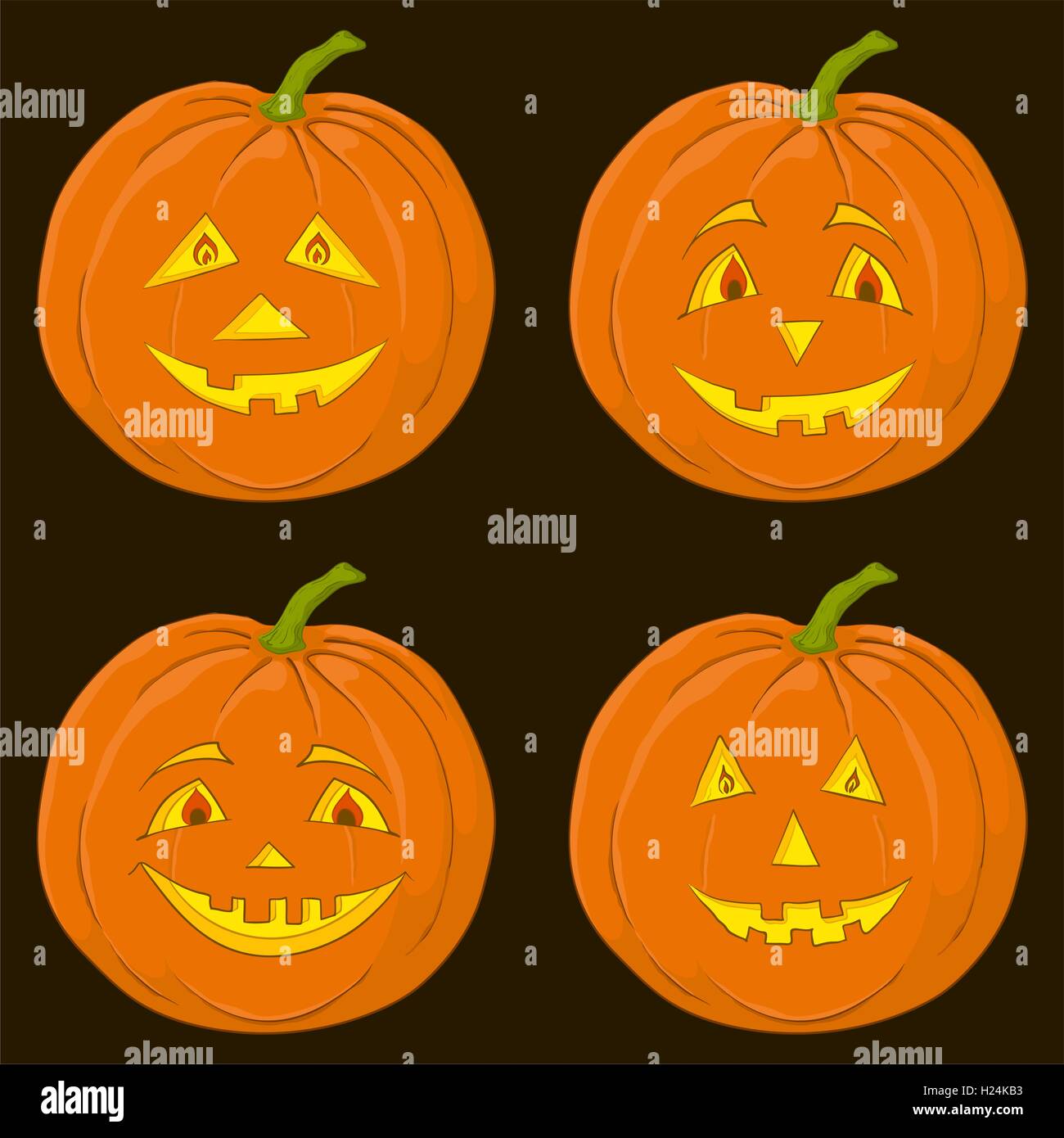 Pumpkin Jack O Lantern, set Stock Vector Image & Art - Alamy