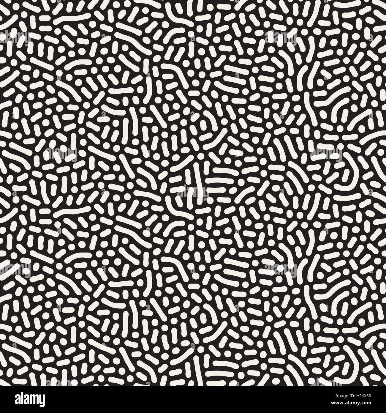 Vector Seamless Black and White Organic Lines Pattern Stock Vector ...