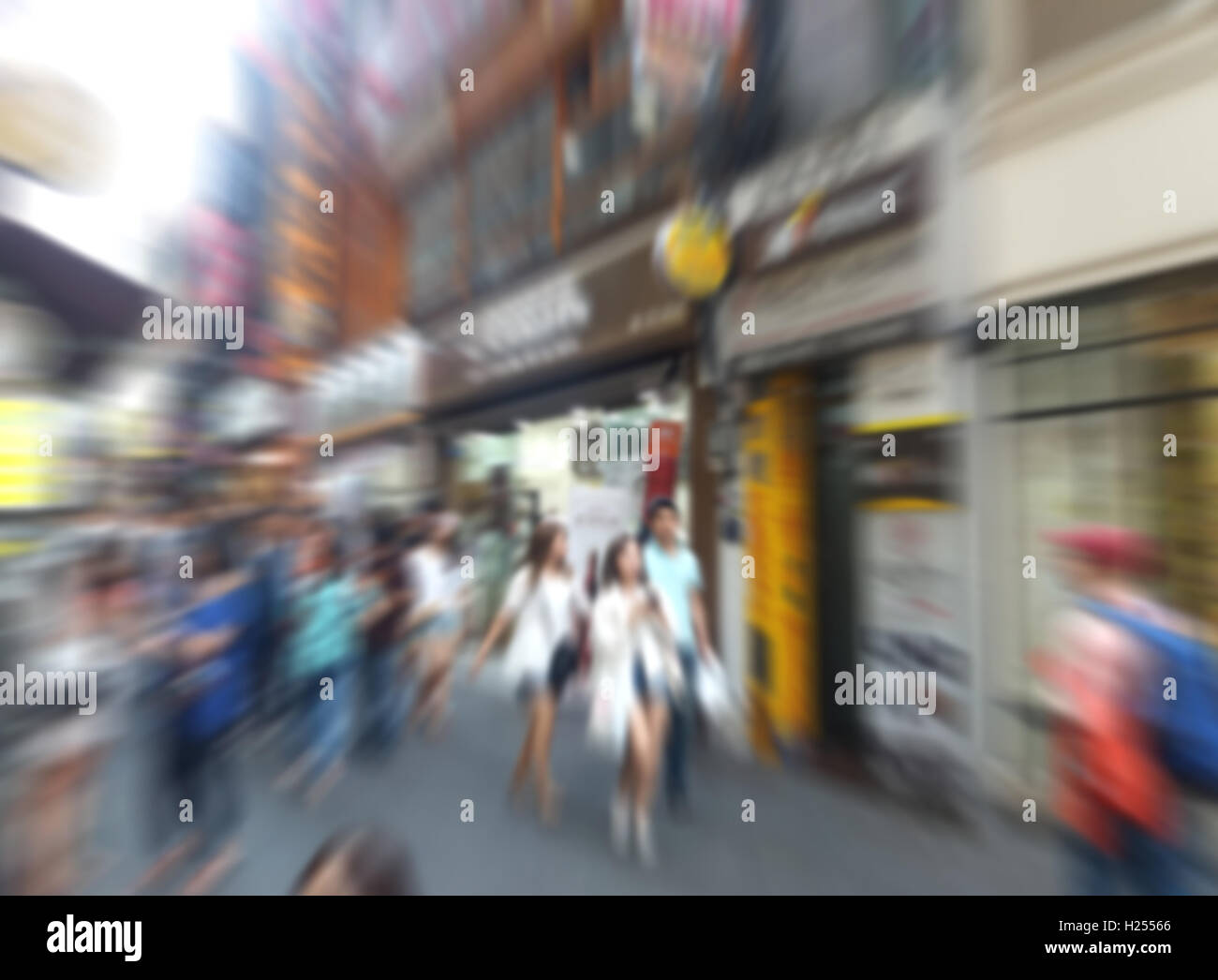 shopper walk at shopping street and abstract blurred background Stock Photo
