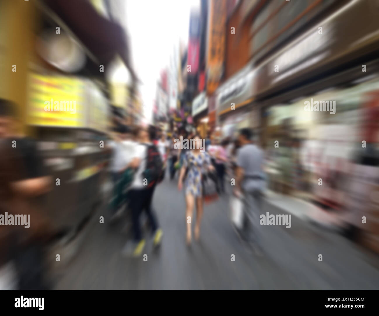 shopper walk at shopping street and abstract blurred background Stock Photo