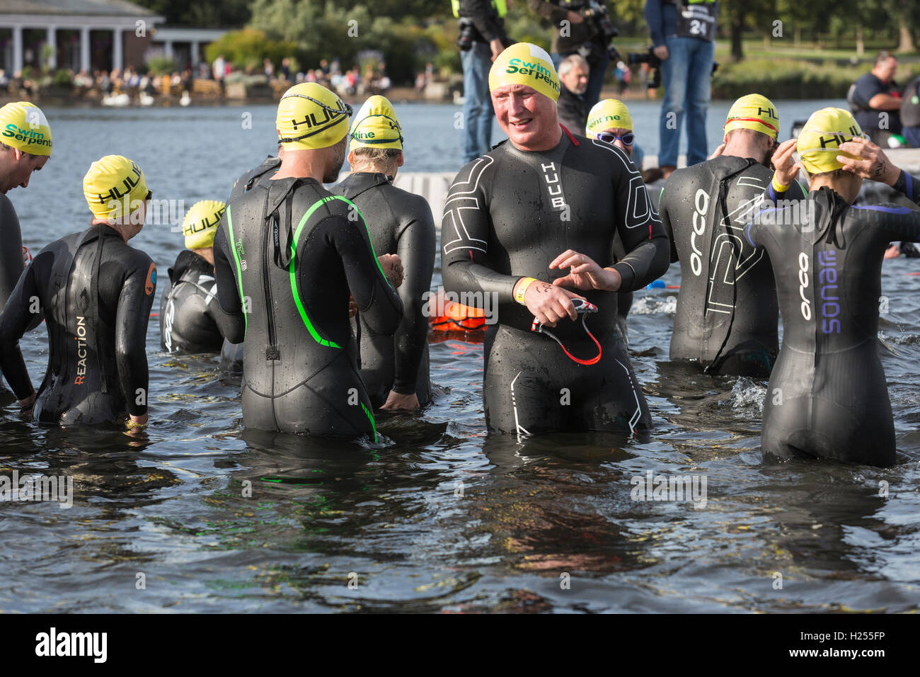 London, UK. 24th Sep, 2016. Thousands of swimmers, most of them in wetsuits, take part in the