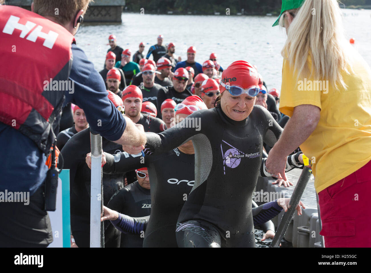London, UK. 24th Sep, 2016. Thousands of swimmers, most of them in wetsuits, take part in the