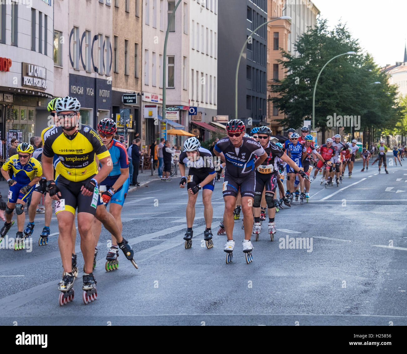Berlin Germany, 24th September 2016. In-line skaters pass through Rosenthalerplatz during the annual In-line skating marathon Credit:  Eden Breitz/Alamy Live News Stock Photo