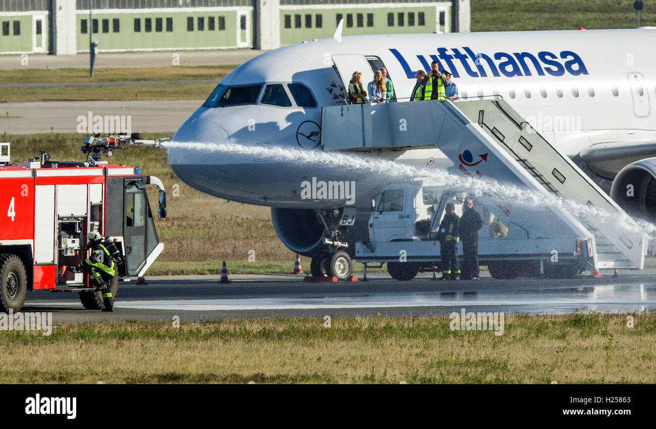 RostockLaage, Germany. 24th Sep, 2016. A firetruck from the airport