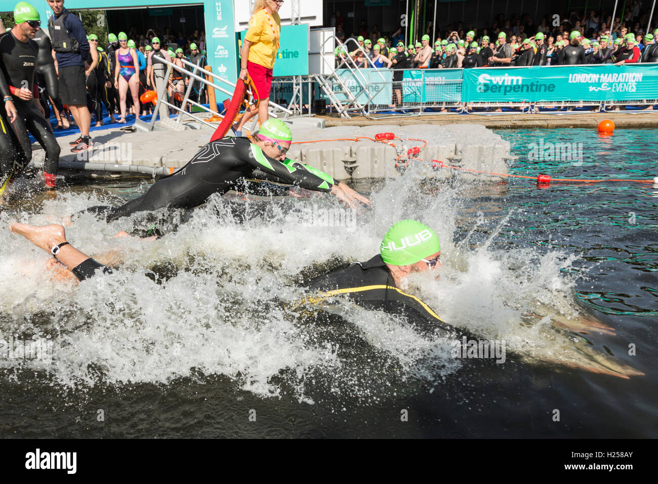 London, UK. 24 September 2016. Thousands of swimmers, most of them in wetsuits, take part in the