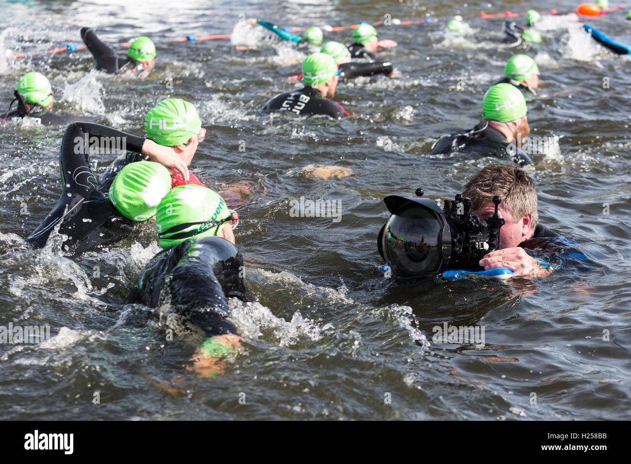 London, UK. 24 September 2016. Thousands of swimmers, most of them in wetsuits, take part in the