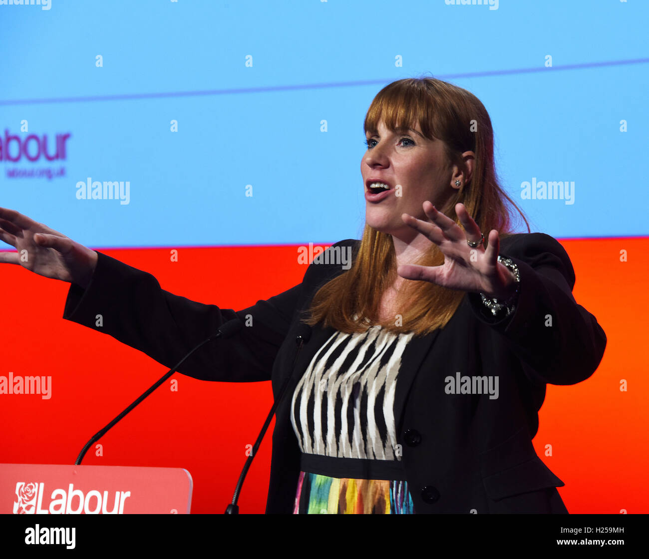 Liverpool, UK. 24th Sep, 2016. Angela Rayner Shadow minister for women and Equalities speaking at the women's conference, Labour party conference Liverpool Credit:  Della Batchelor/Alamy Live News Stock Photo