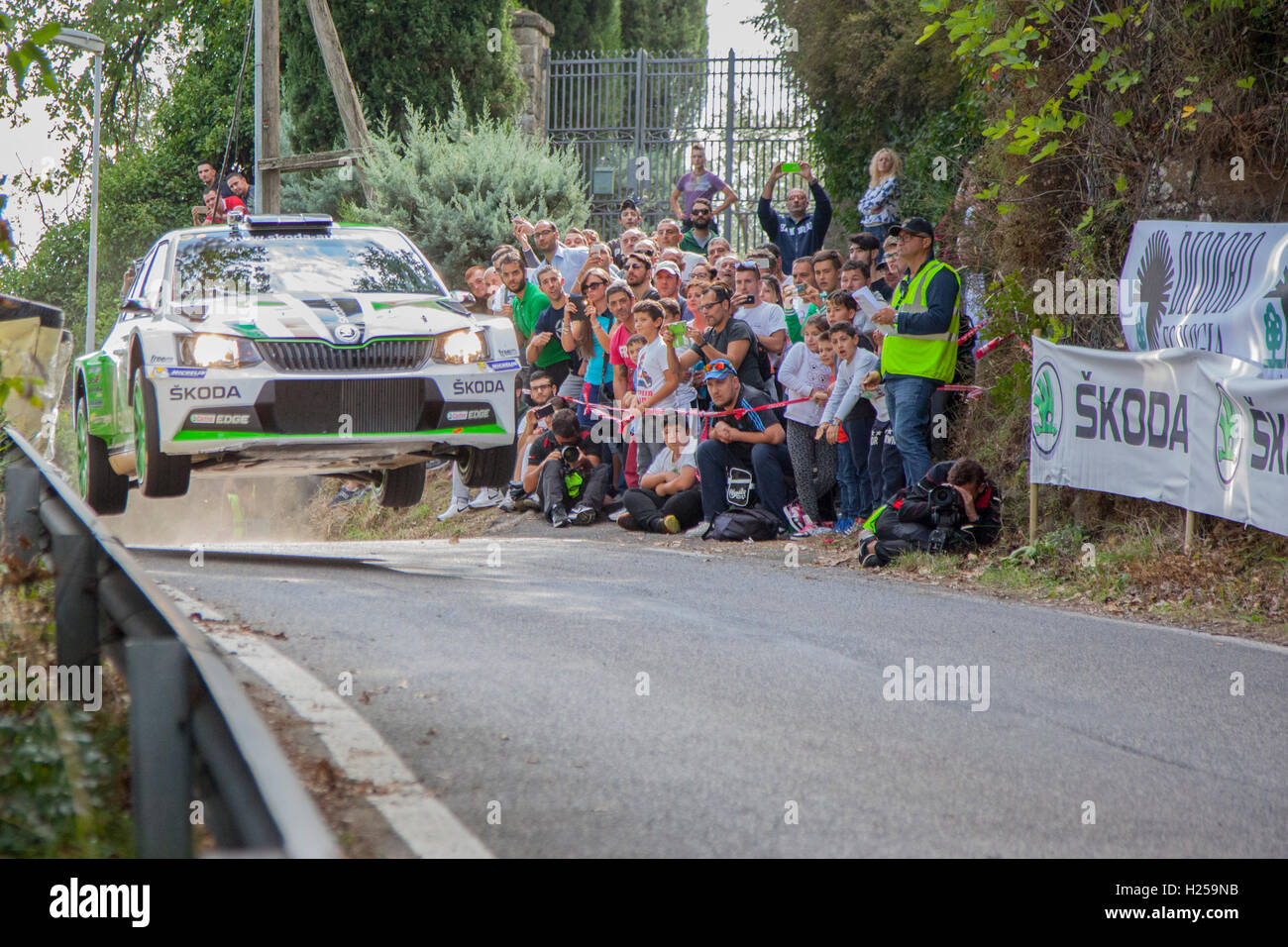 Rome, Italy. 24th September, 2016. 4th rally the city of Roma Capitale, Italian Rally Championship, 23-24-25 September 2016, 2nd day in the village Bellegra Credit:  Manuel Bianconi/Alamy Live News Stock Photo