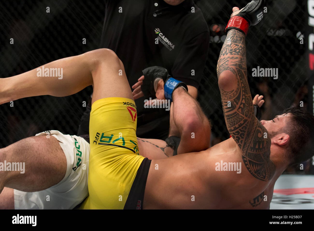 BRASÍLIA, DF - 24.09.2016: UFC FIGHT NIGHT BRASÍLIA CYBORG X LANSBERG - Erick Silva finished Luan Chagas in the third round at UFC Brasilia held at Nilson Nelson Gymnasium. (Photo: Reinaldo Reginato/Fotoarena) Stock Photo