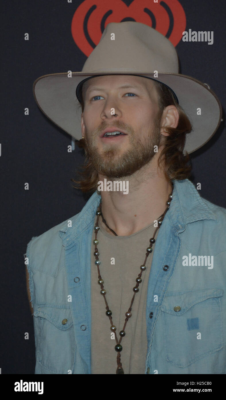 Las Vegas, Nevada, USA. 24th Sep, 2016. Brian Kelley of the country music duo Florida Georgia Line attends the iHeartRadio Music Festival on September 24, 2016 at the T-Mobile Arena in Las Vegas, Nevada. Credit:  Marcel Thomas/ZUMA Wire/Alamy Live News Stock Photo