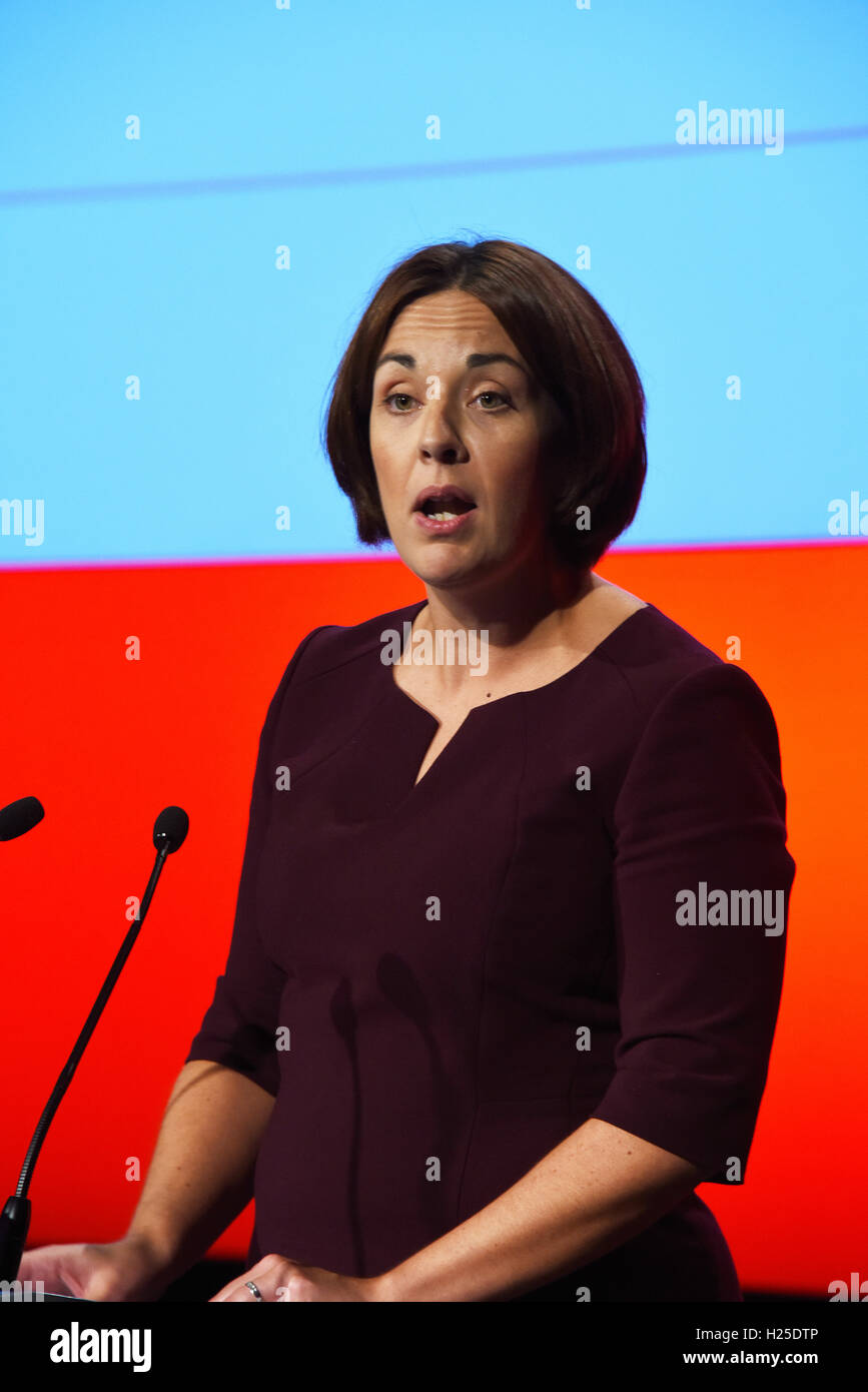 Liverpool, UK. 24th September, 2016. Kezia Dugdale Leader Scottish Labour Party speaking at the Woemn's Conference. Labour Party Conference. Liverpool Credit:  Della Batchelor/Alamy Live News Stock Photo