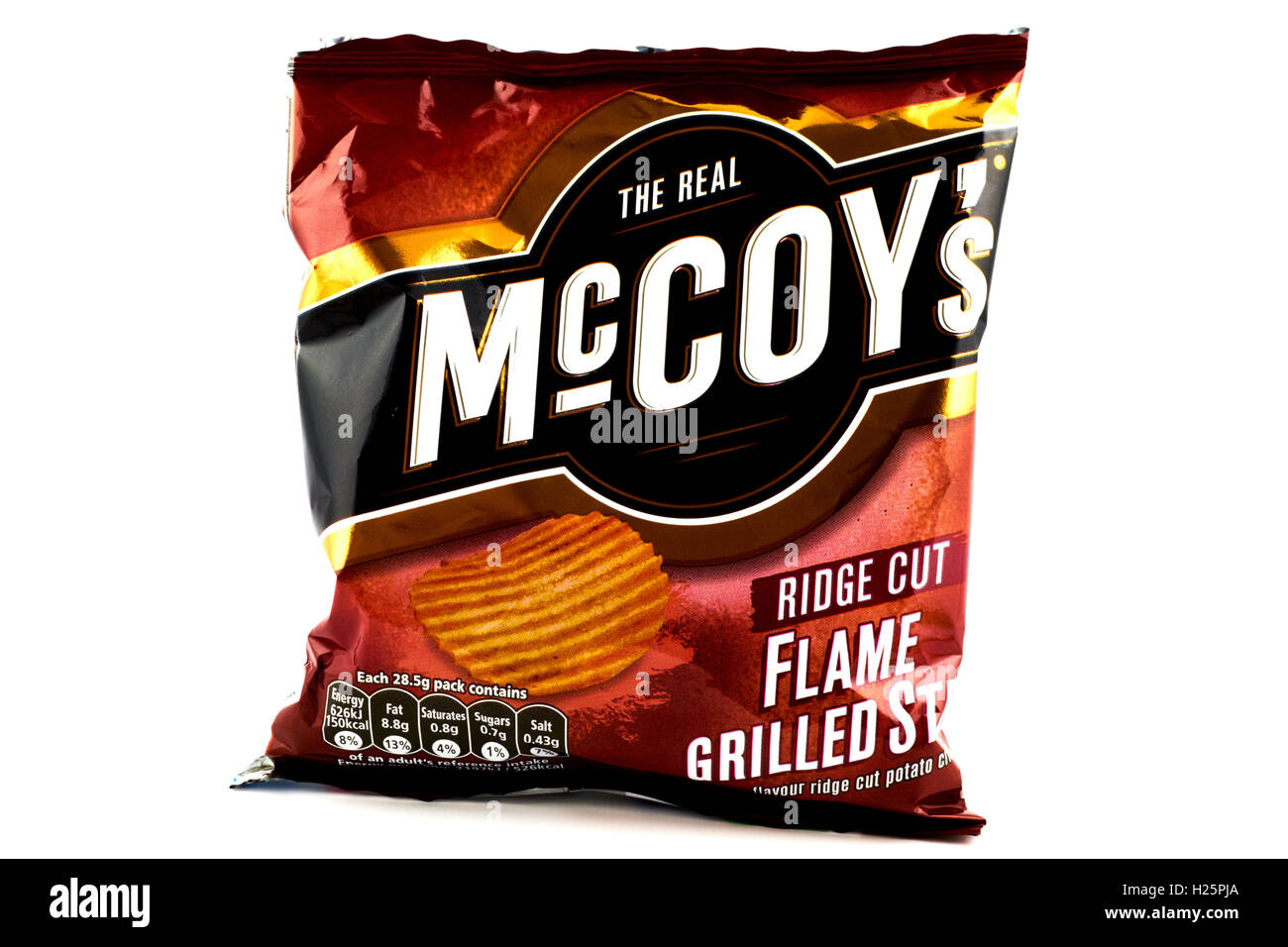 Packet Of McCoy's Flamed Grilled Steak Ridge Cut Crisps Stock Photo