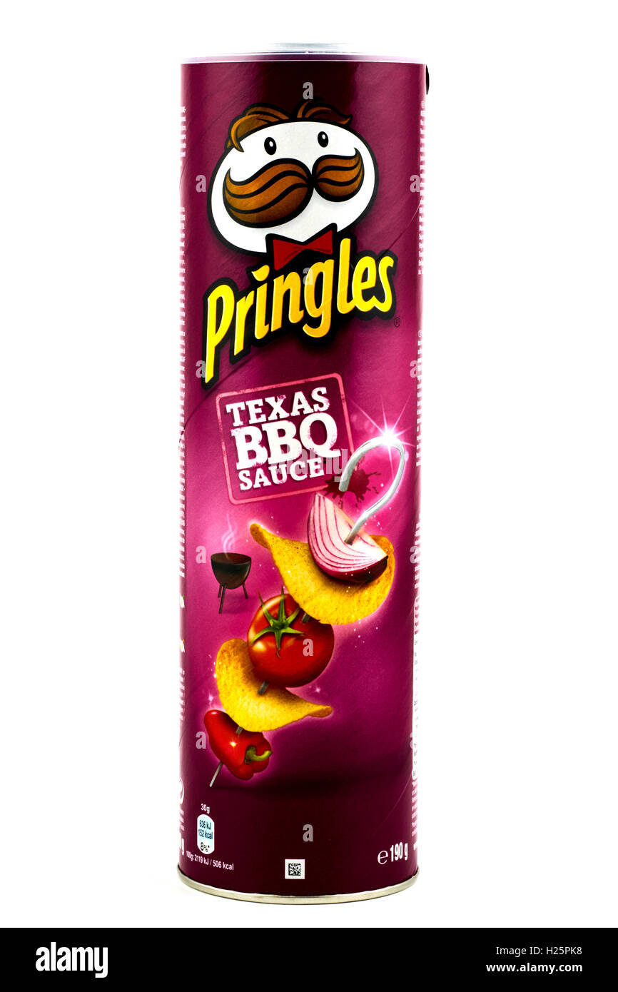 Tube Of Pringles BBQ Sauce Flavoured Crisps Stock Photo - Alamy