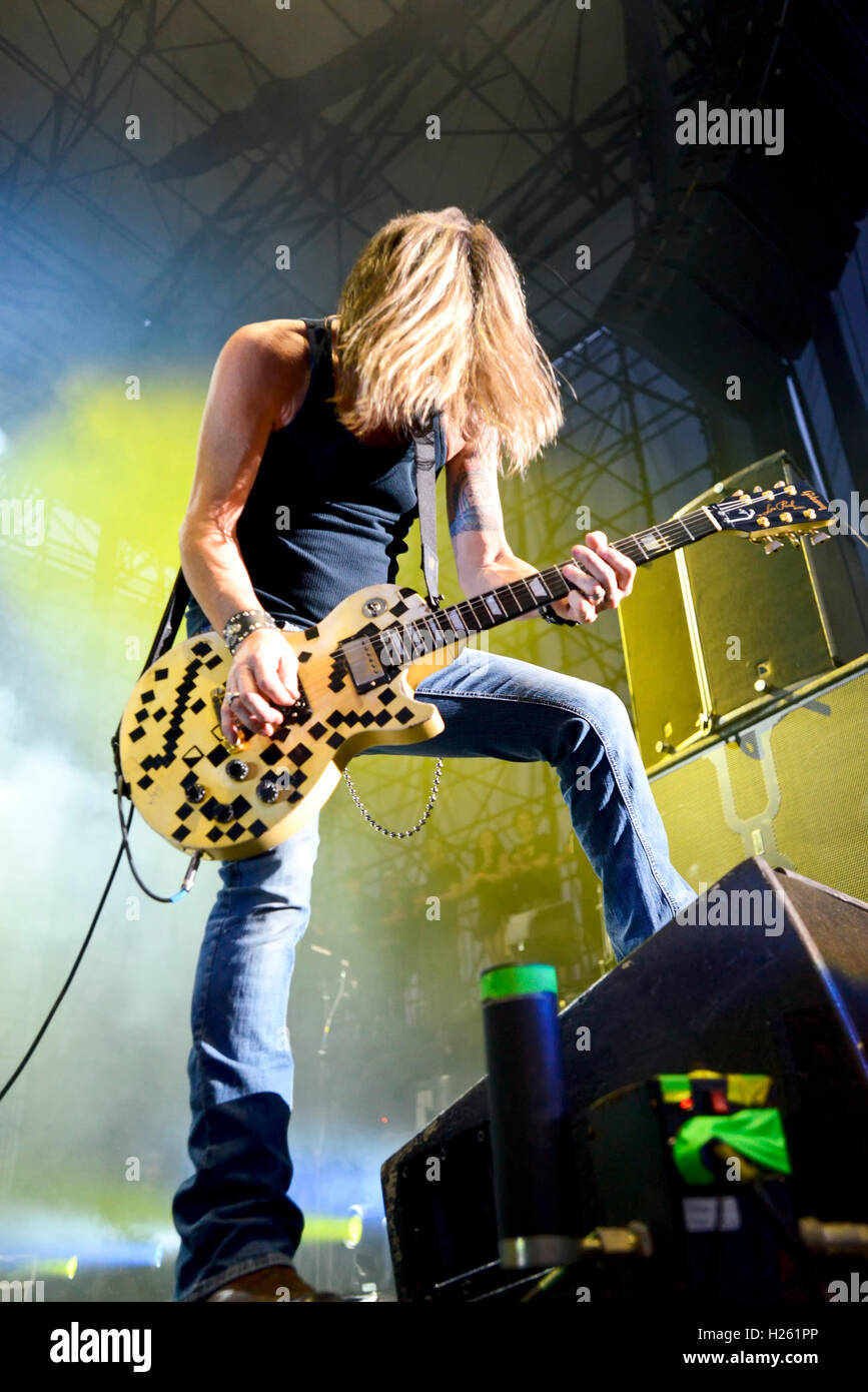 September 17, 2016, Irvine California, Jeff 'Blando' Bland guitarist for Slaughter and Vince Neil at Sirius XM Hair Nation Fest Stock Photo