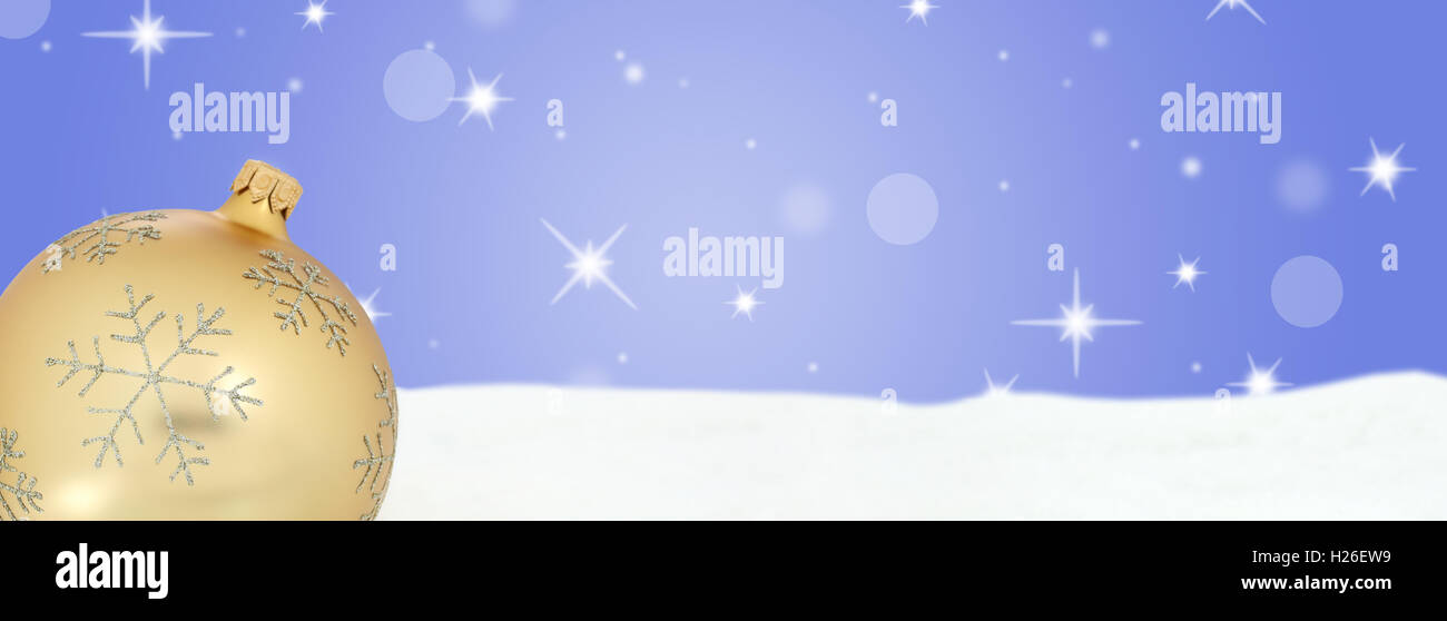 Christmas golden ball banner decoration stars background copyspace copy space space text Stock Photo
