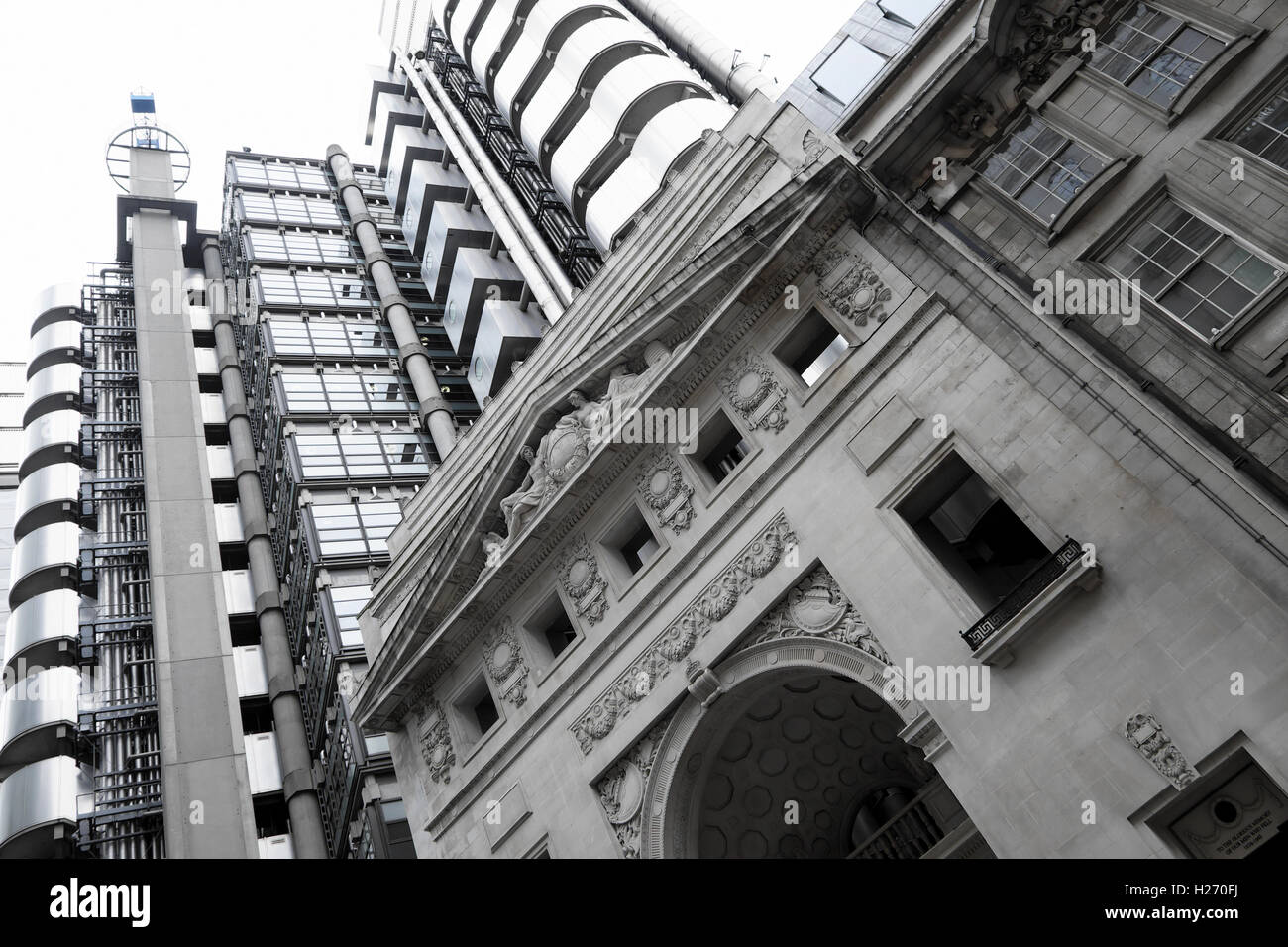 Old and new architecture Lloyds Building in the City of London, UK  KATHY DEWITT Stock Photo