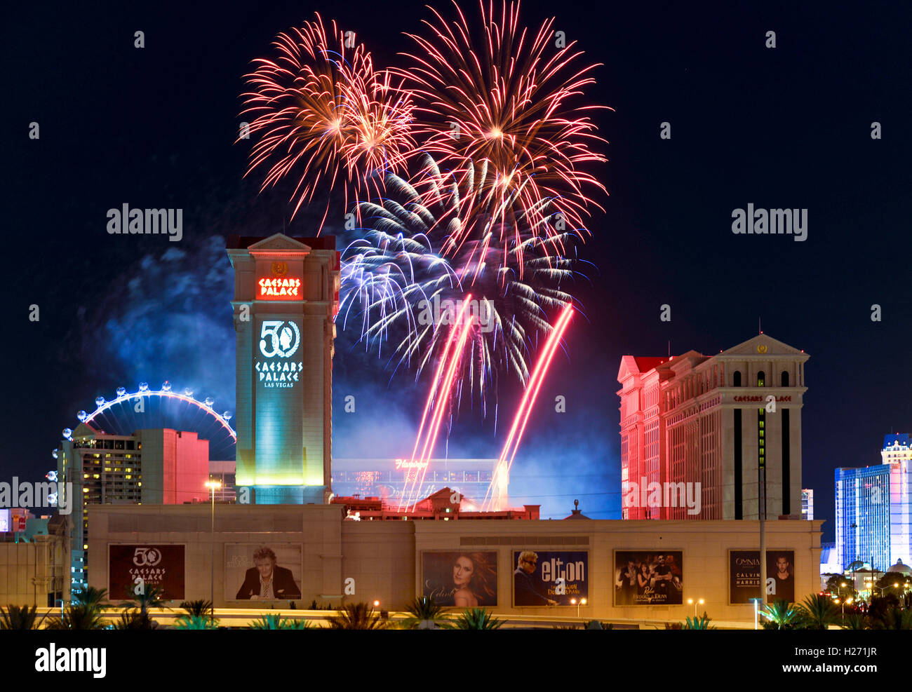 Caesars Palace, Las Vegas, 50th Anniversary and July 4th, Independence Day celebration Stock Photo