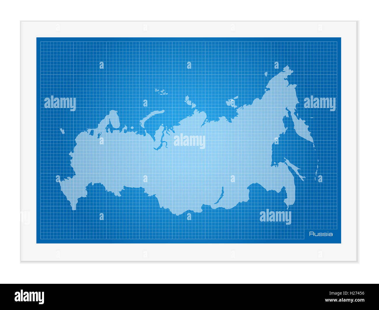 Russia on blueprint on a white background Stock Photo Alamy