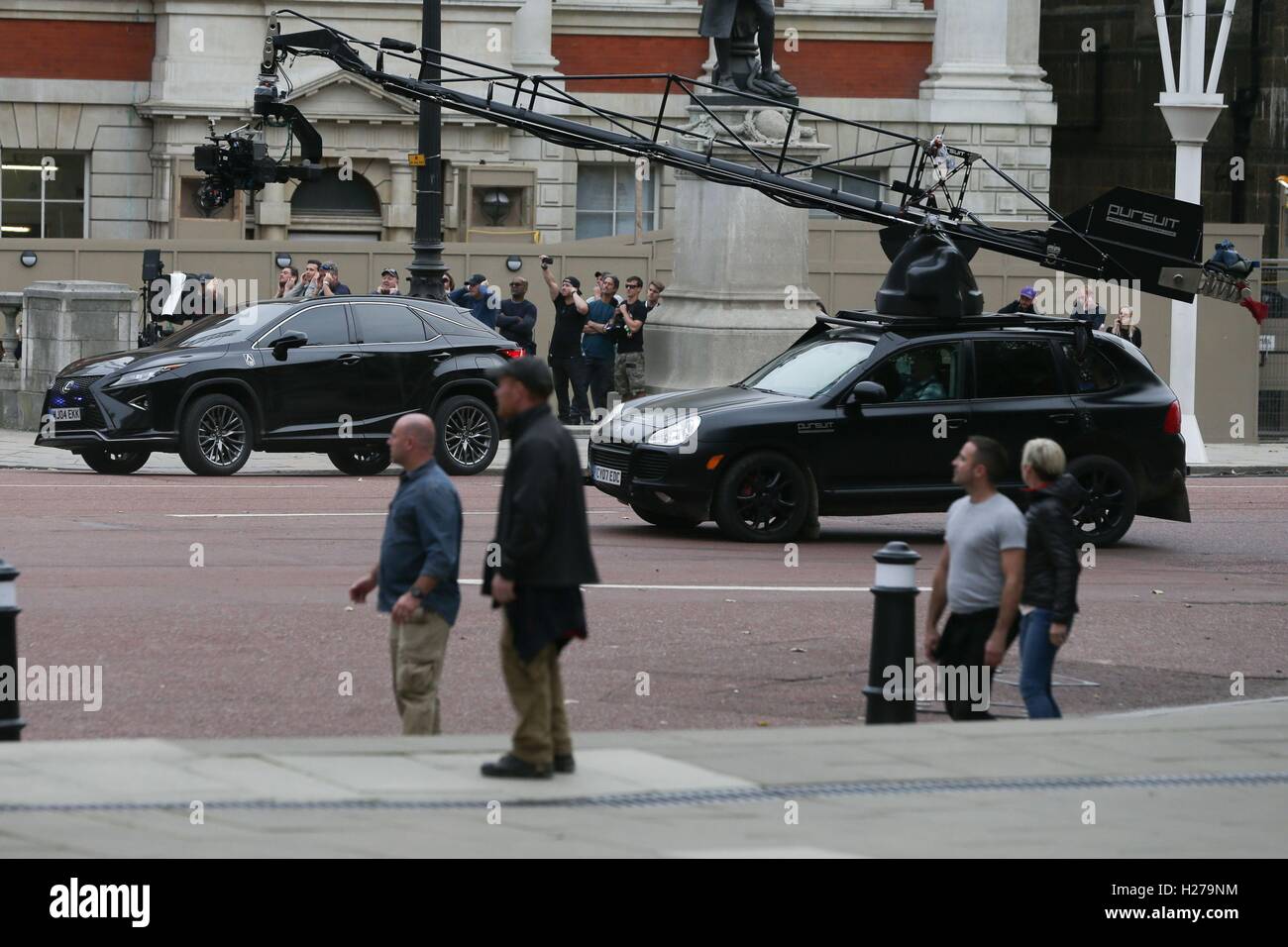 A car rig during filming of the film Transformers: The Last Knight, on ...