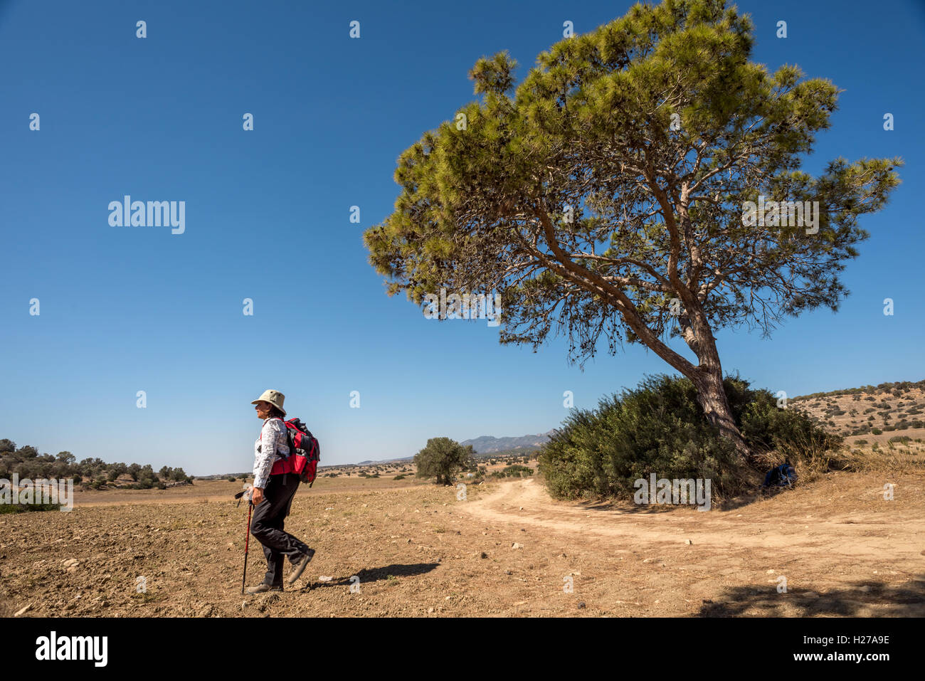 Ramblers walking in the Karpasia region of northern Cyprus Stock Photo
