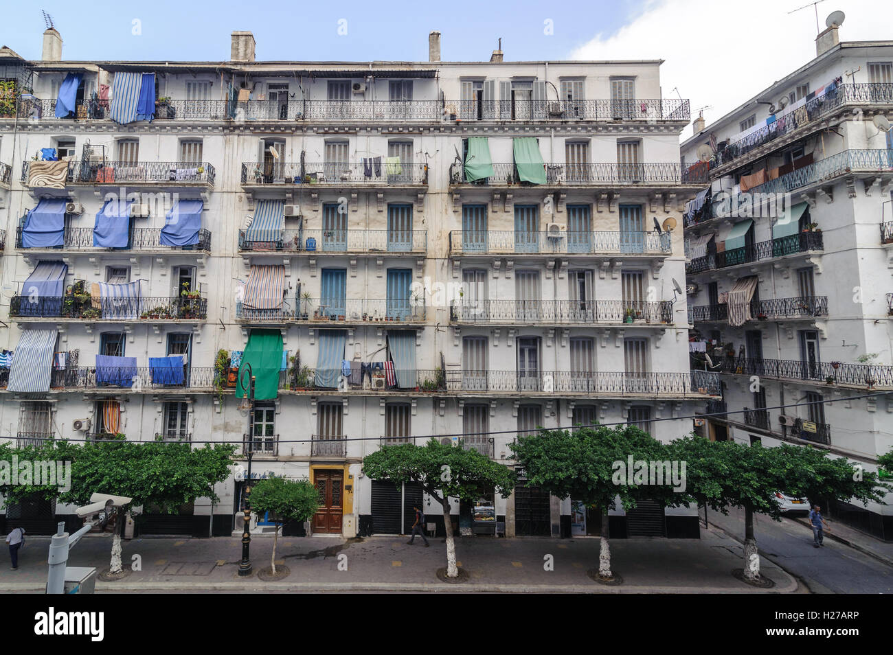 French colonial buildings in Algiers Algeria.Buildings are being renovated by Algerian government Stock Photo