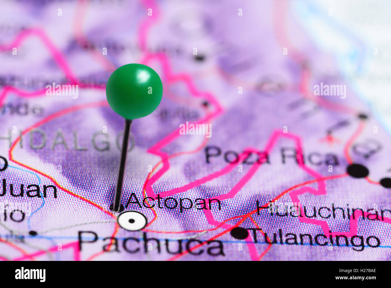 Actopan pinned on a map of Mexico Stock Photo Alamy