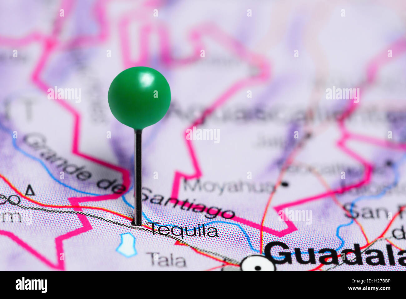 Tequila pinned on a map of Mexico Stock Photo Alamy