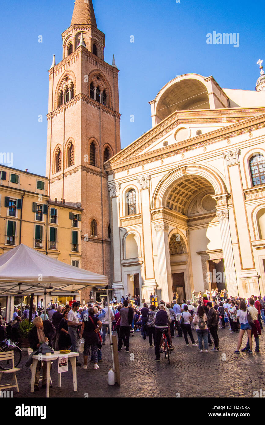 Piazza Mantegna and the church of Sant Andrea, Mantua (Mantova), Lombardy, Italy Stock Photo