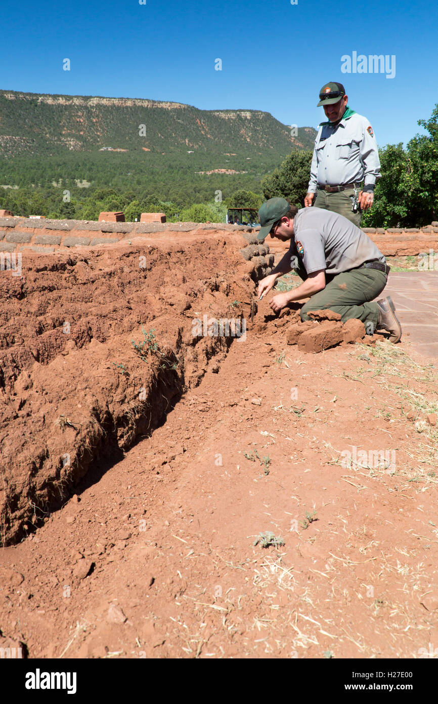 Pecos, New Mexico National Park Service employees work to stabilize a