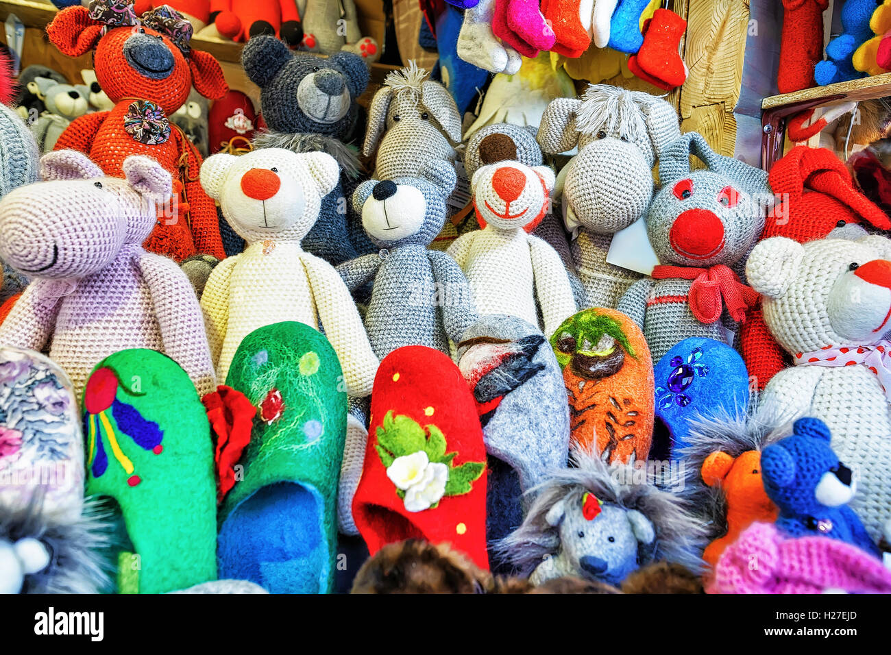 Riga, Latvia - December 25, 2015: Handmade souvenirs and toys at the ...
