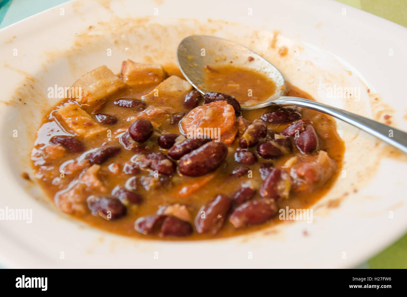 A spicy stew made with pork, chorizo and kidney beans Stock Photo Alamy