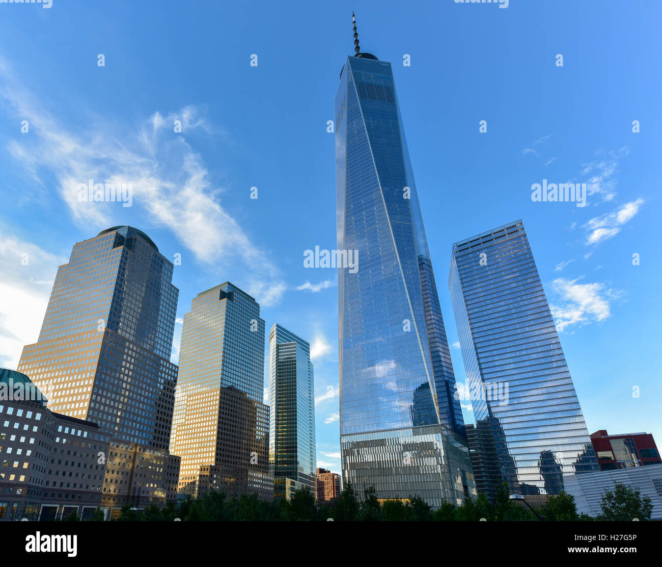 View of the New York City skyline on a summer day. Stock Photo