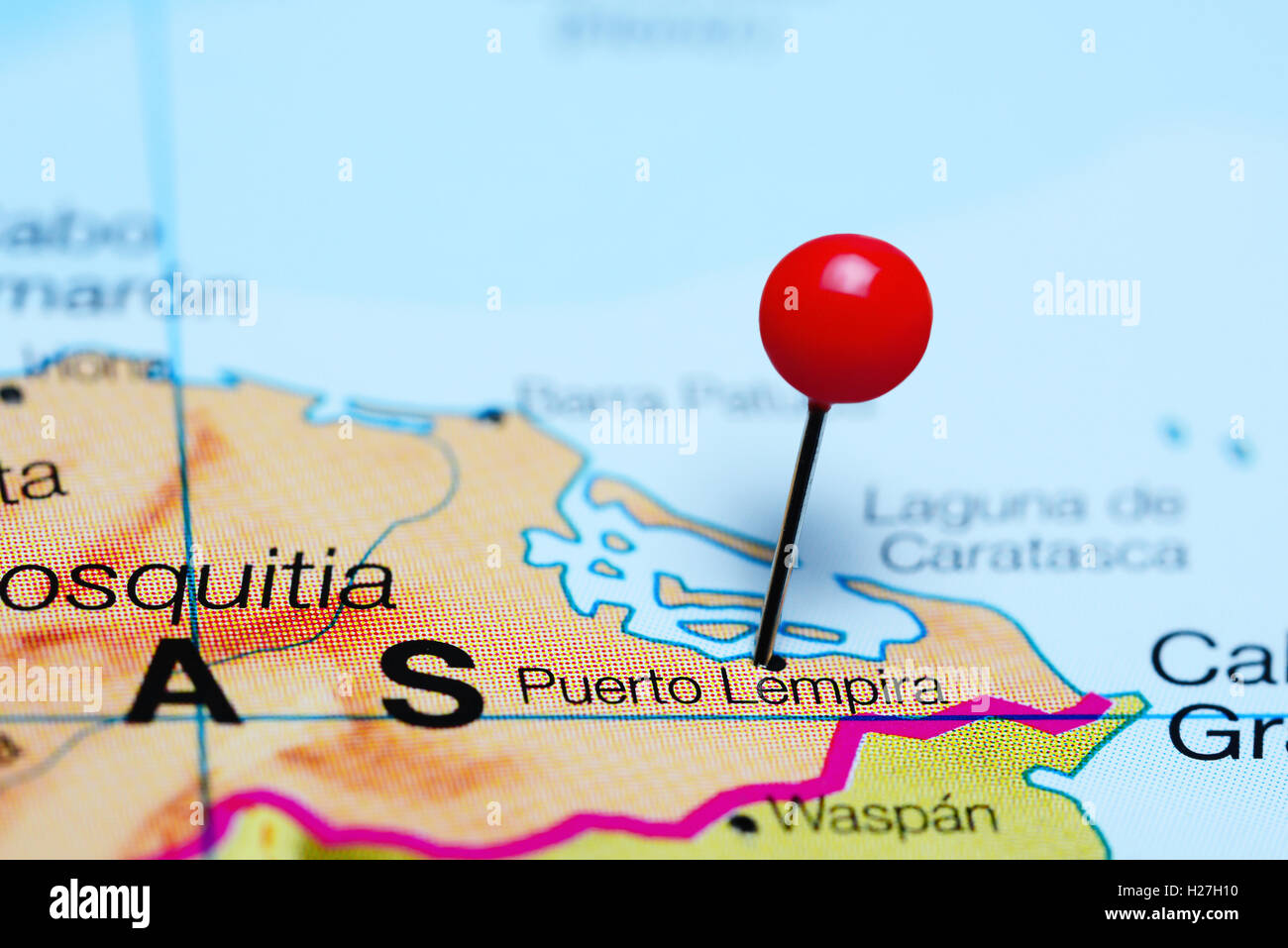 Puerto Lempira Honduras Map Puerto Lempira Pinned On A Map Of Honduras Stock Photo - Alamy