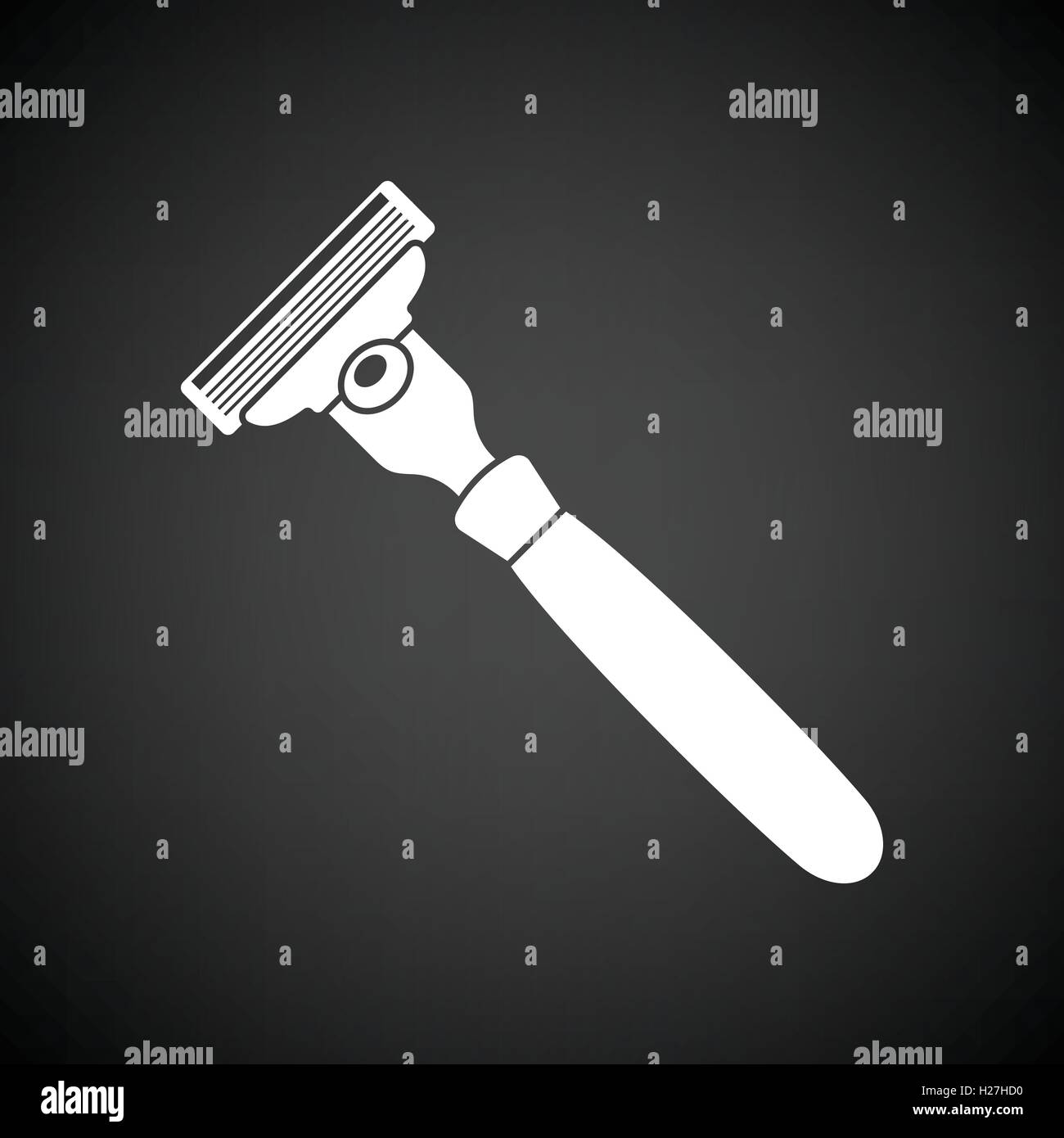 Safety razor icon. Black background with white. Vector illustration ...