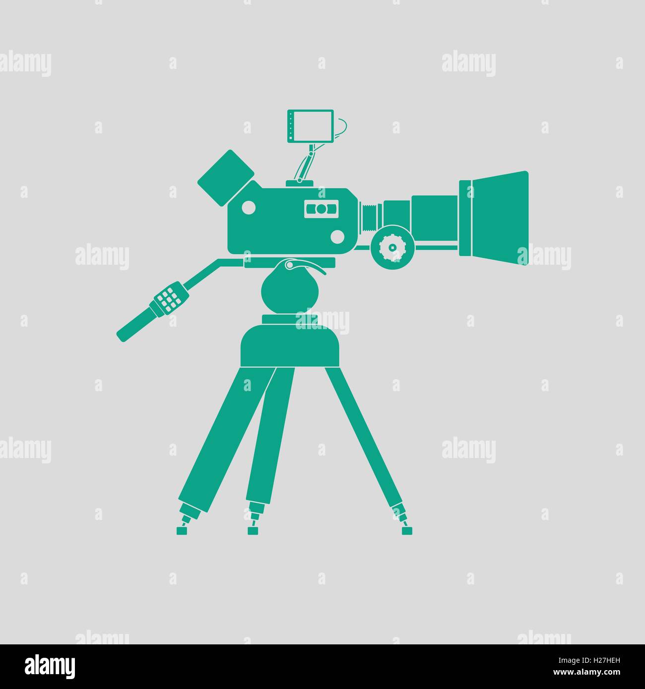 Movie camera icon. Gray background with green. Vector illustration. Stock Vector