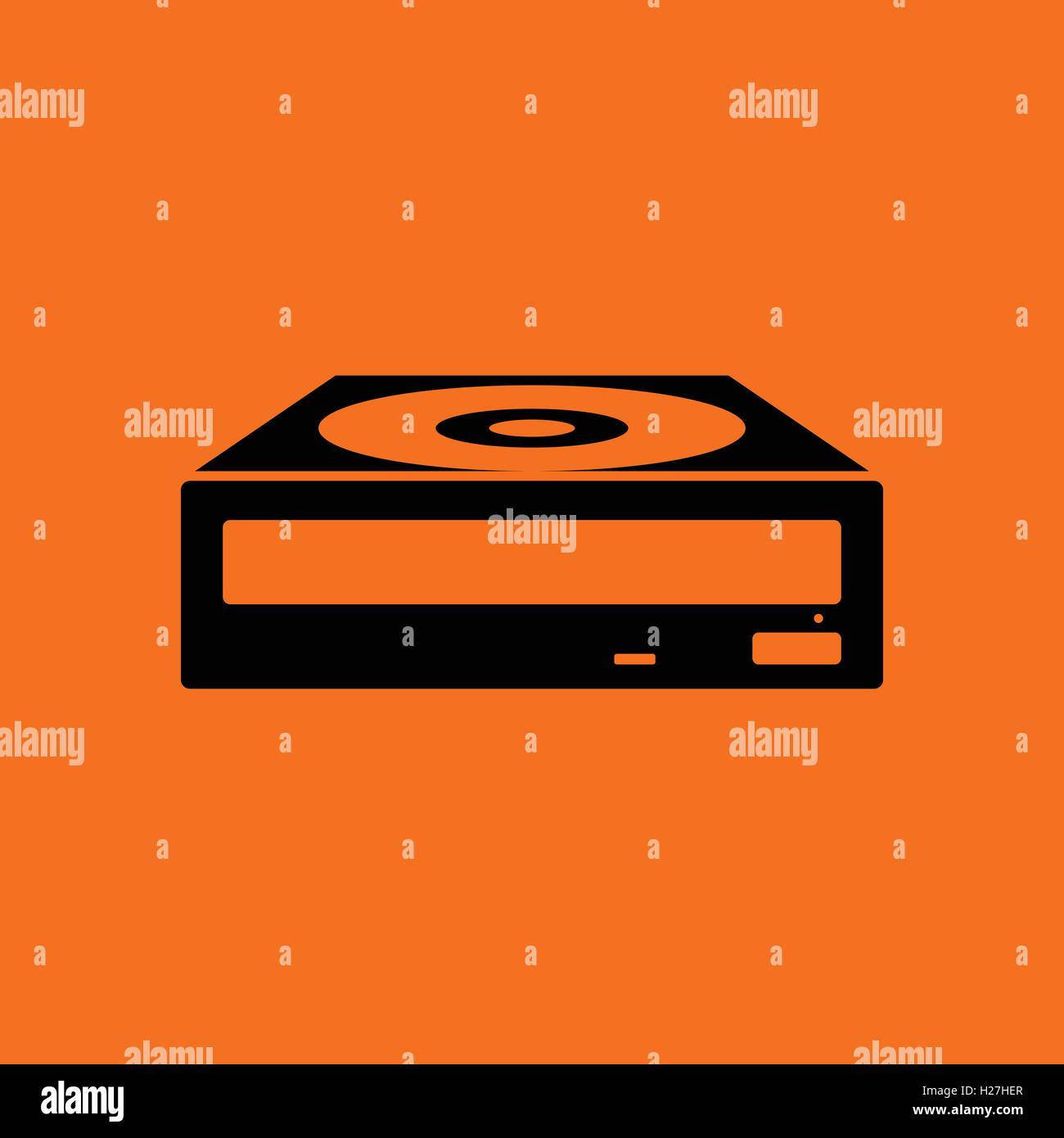 CD-ROM icon. Orange background with black. Vector illustration. Stock Vector